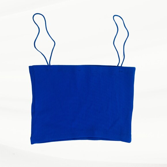 Lot of 2 Zara Ribbed Spaghetti Strap Black & Blue Tube Tops, Women's Size Small - Picture 11 of 12